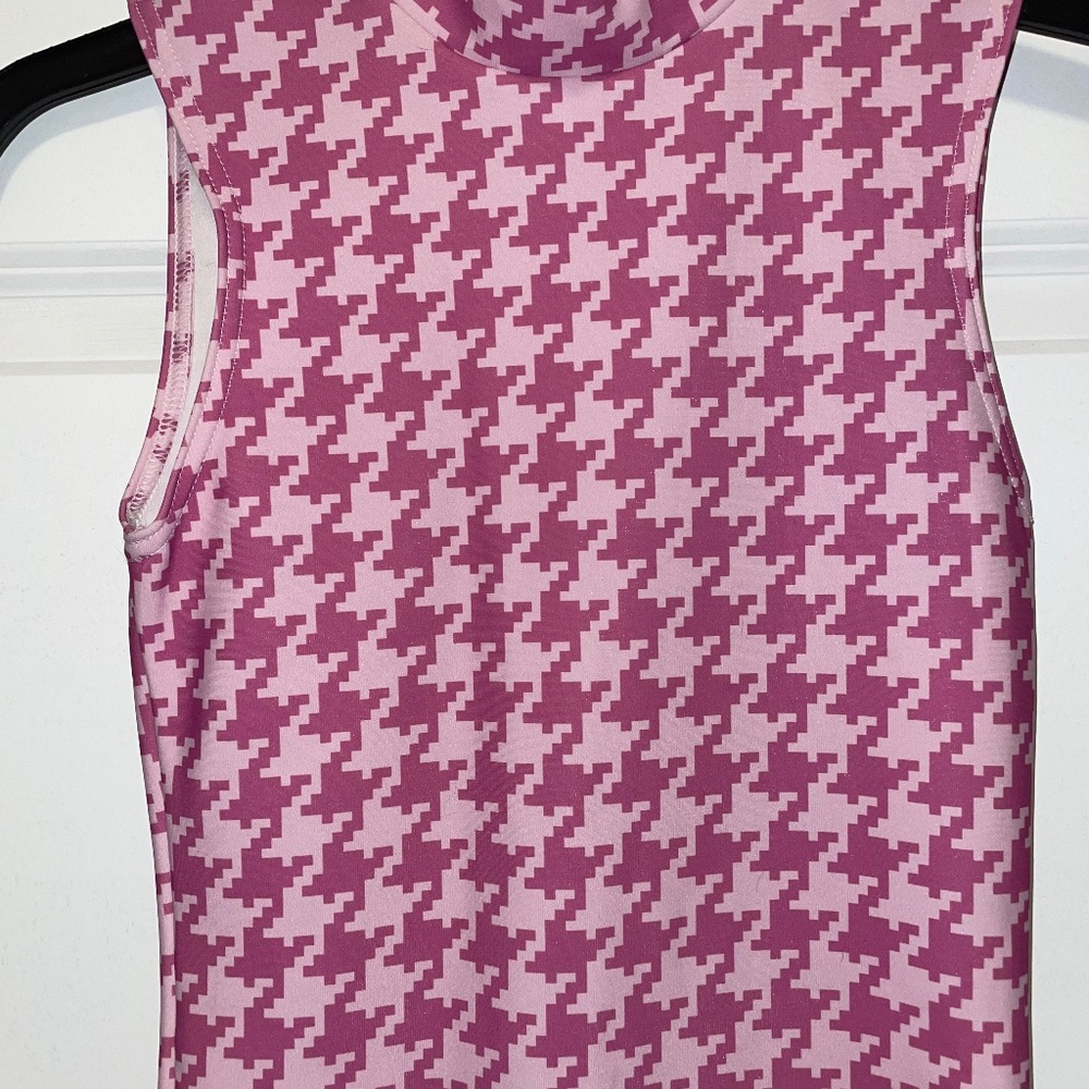 Black Milk Clothing High Neck Toastie Dress Pink houndstooth pattern Size XS - Picture 3 of 7